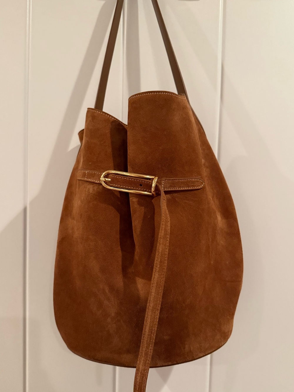 Belted Large Suede Bucket Bag - Picture 2 of 2